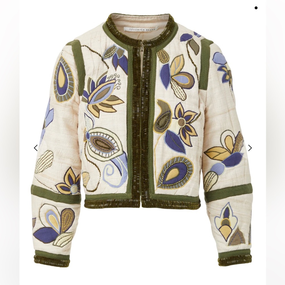 NWT $ 698 Veronica Beard BENICI EMBROIDERED JACKET, Size 8, 100% Silk - Picture 6 of 16